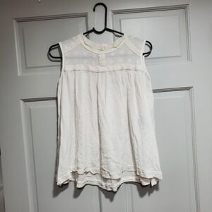 POL Tank‎ Top Women Size Small Boho with embroidered flowers off white Comfy